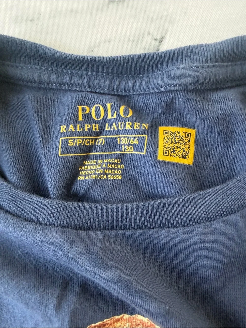 Ralph Lauren Navy Polo Bear Graphic Tee Dress for Kids Small